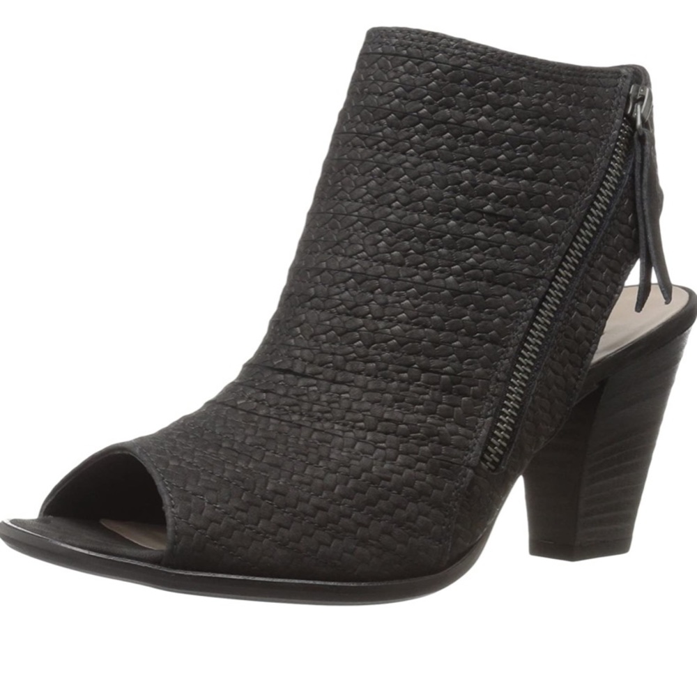 Paul Green Black Woven Peep-Toe Ankle Booties